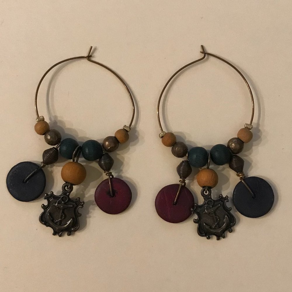 VINTAGE 1990s bead hoop earrings